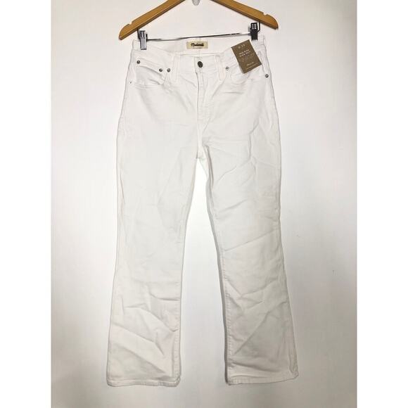 Madewell Kick Out Crop Jeans Mid Rise Flare Leg Denim Pure White NWT 26P - Picture 7 of 12